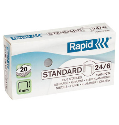 Heftklammern Standard 24855600, Stahldraht verzinkt, 24/6, Heftleistung 20 Blatt max. Heftklammern Standard 24855600, Stahldraht verzinkt, 24/6, Heftleistung 20 Blatt max.