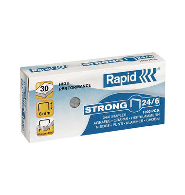 Heftklammern STRONG 24855800, Stahldraht verzinkt, 24/6, Heftleistung 30 Blatt max. 
