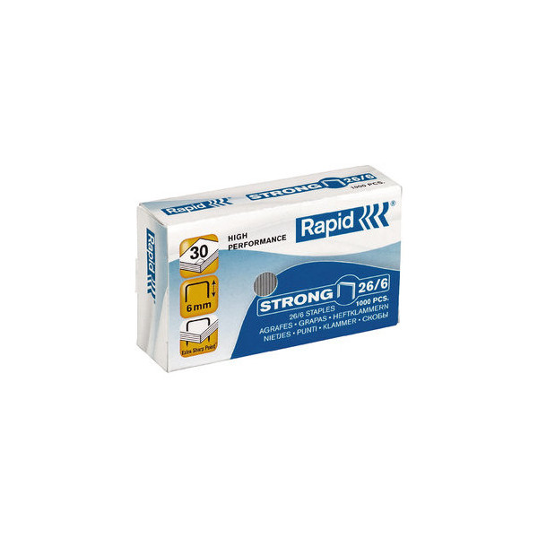 10 Stück Rapid Heftklammern High Perfomance Strong 26/6, 24861400, Stahldraht verzinkt, Heftleistung 30 Blatt max. 7313468614003 Rapid 1000 Stück