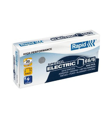 Heftklammern Electric Strong 66/6, 24867800, Stahldraht verzinkt, Heftleistung 20 Blatt max.