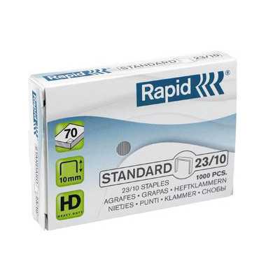 Heftklammern Standard 24869300, Stahldraht verzinkt, 23/10, Heftleistung 70 Blatt max. Heftklammern Standard 24869300, Stahldraht verzinkt, 23/10, Heftleistung 70 Blatt max.