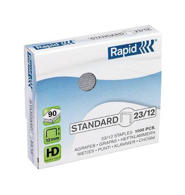 Heftklammern Standard 23/12, 24869400, Stahldraht verzinkt, Heftleistung 90 Blatt max.