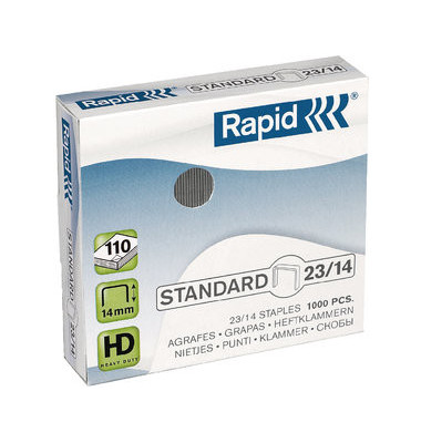 Heftklammern Standard 23/14, 24869500, Stahldraht verzinkt, Heftleistung 110 Blatt max.