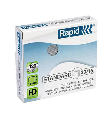 Heftklammern Standard 23/15, 24869600, Stahldraht verzinkt, Heftleistung 120 Blatt max.