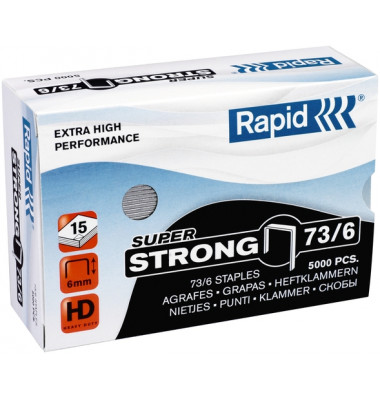 Heftklammern Super Strong 24890200, Stahldraht verzinkt, 73/6, Heftleistung 15 Blatt max. 