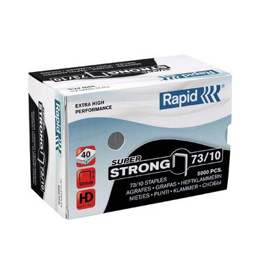 Heftklammern Super Strong 24890400, Stahldraht vernickelt, 73/10, Heftleistung 40 Blatt max. 