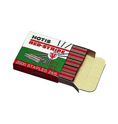 Heftklammern Red Stripe STRONG 24/6, 11700245, Stahldraht verkupfert, Heftleistung 30 Blatt max.