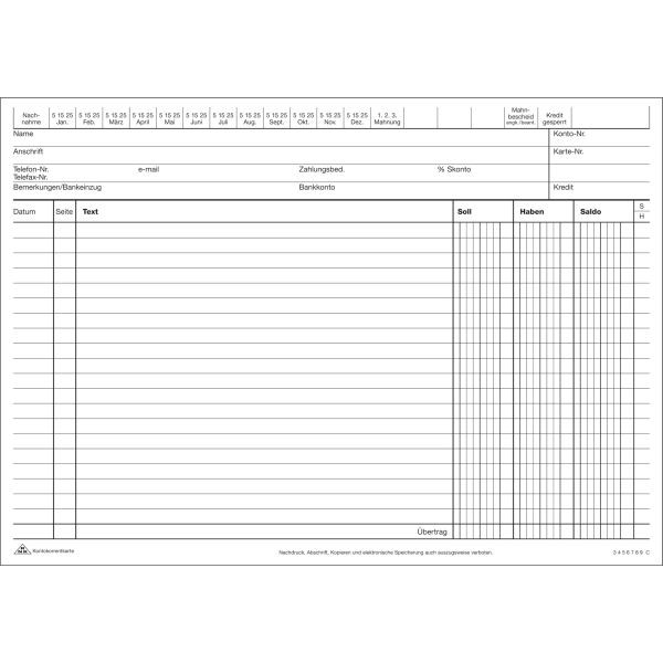 4002871153508 - Kontokorrentkarten 115350 weiß A5-quer 4002871153508 115350 100 Stück