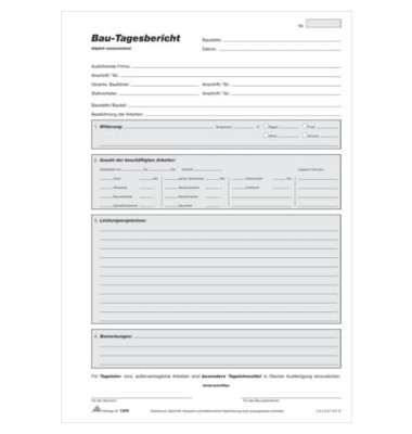 Bau-Tagebericht 1309, A4, 3x 40 Blatt