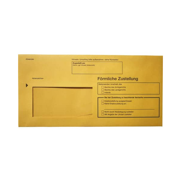 4002871204408 - Postzustellungsumschläge 2044 Din Lang mit Fenster gelb für förmliche Zustellung 4002871204408 RNK