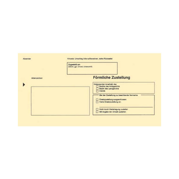 4002871204507 - Postzustellungsumschläge 2045 Din Lang ohne Fenster gelb für förmliche Zustellung 4002871204507 RNK