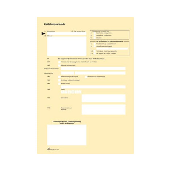 4002871204606 - Postzustellungsurkunde 2046 A4 gelb 2 Seiten 4002871204606 - Postzustellungsurkunde 2046 A4 gelb 2 Seiten