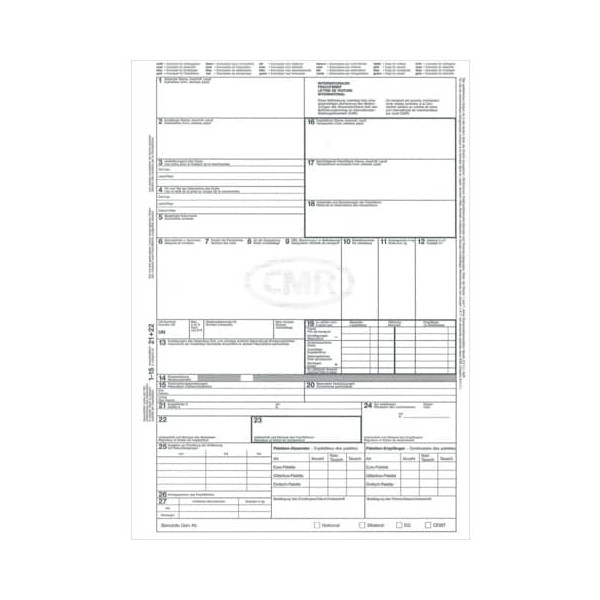 4002871210010 - Internationaler CMR-Frachtbrief 2100 A4 für Laserdrucker 1x 4 Blatt 50 Stück