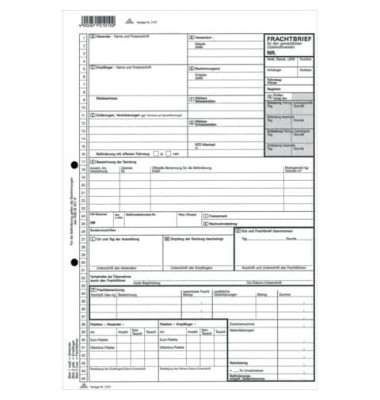 Frachtbrief 2101 f&uuml;r G&uuml;terkraftverkehr A4 selbstdurchschreibend 1x 3 Blatt
