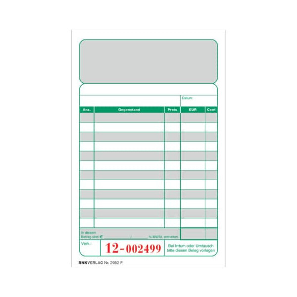 4002871295215 - Kassenblock 2952F mit Nummerierung zweifarbig 15x10cm 2x 50 Blatt oben geheftet 4002871295215 - Kassenblock 2952F mit Nummerierung zweifarbig 15x10cm 2x 50 Blatt oben geheftet