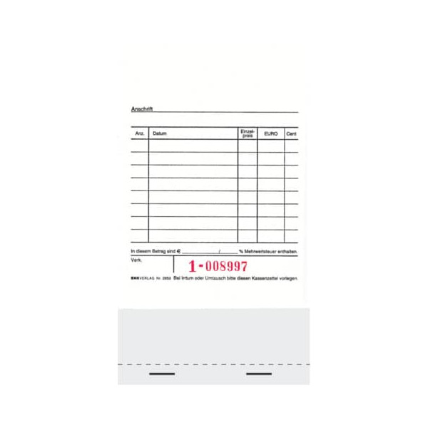10 Stück RNK Kassenblock 2953 mit Nummerierung 17,5x9,6cm 2x 50 Blatt unten geheftet 4002871295307 RNK