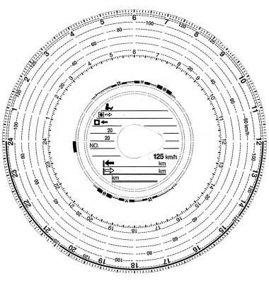 Diagrammscheibe 3101 Tachoscheibe 125 km/h Automatik 12cm