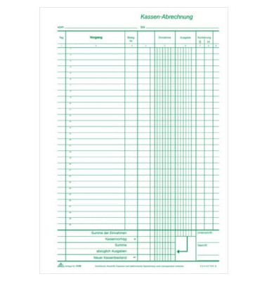 Kassenbuch 3149 nummeriert mit KOPA A4 2x50 Blatt