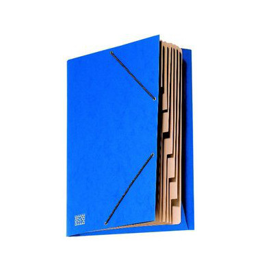 Ordnungsmappe mit Gummizug A4 blau 9 Fächer für 30 Blatt
