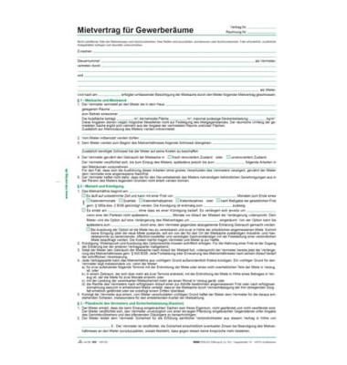Mietvertrag f&uuml;r Gewerber&auml;ume 5 Blatt A4
