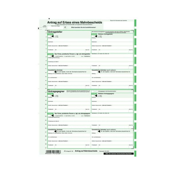 25 Stück RNK Mahnbescheid maschinell 2-fach selbstdurchschreibend neutral 21cmx24Z 4002871070508 RNK