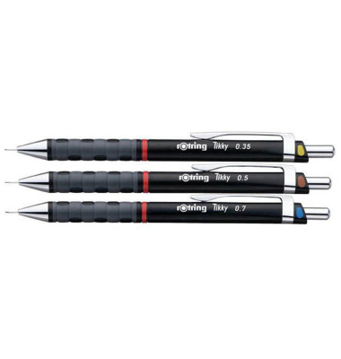 Druckbleistift-Set Tikky, S0801310, 3x schwarz, 0,35mm+0,5mm+0,7mm, HB