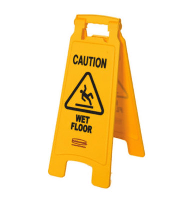 Warnschild "CAUTION WET FLOOR" 3-sprachig gelb 67,3cm