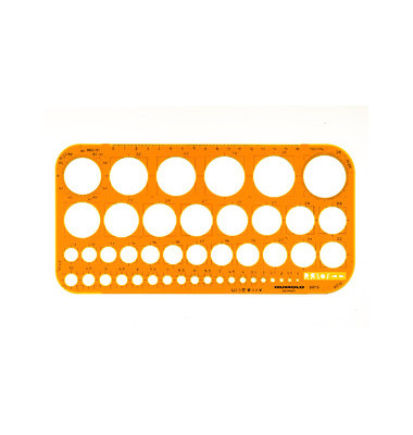 Kunststoff-Kreisschablone 2010 orange-transparent Ø 1-36mm 45 Kreise
