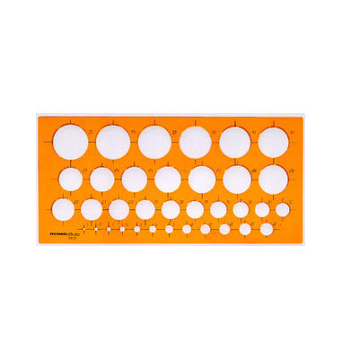 Kunststoff-Kreisschablone 2810 orange-transparent Ø 1-35mm