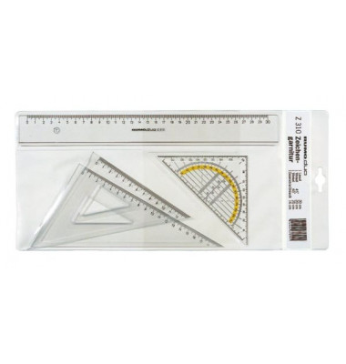 Zeichengarnitur DUO 30 cm Lineal rauchglas Zeichengarnitur DUO 30 cm Lineal rauchglas
