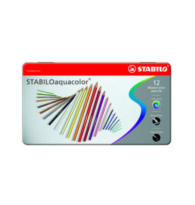 Aquarellstifte-Set STABILOaquacolor Etui, 1612-5, farbig sortiert, sechskant, Etui  Metall