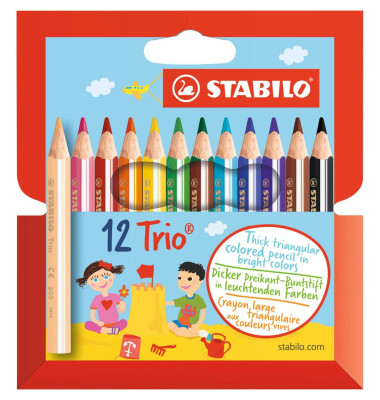 Farbstifte Trio dreieckig dick 12Farben kurz 12 St Farbstifte Trio dreieckig dick 12Farben kurz 12 St