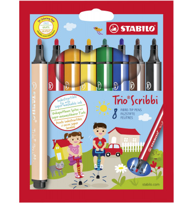 Faserschreiber Trio Scribbi sortiert 1,5-2mm 8 Stifte