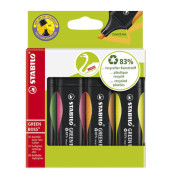 Textmarker-Set GREEN BOSS, 6070/4, Etui, farbig sortiert, 2-5mm Keilspitze
