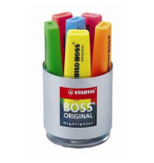 Textmarker Boss Original 6er Etui Tischset farbig sortiert 2-5mm Keilspitze