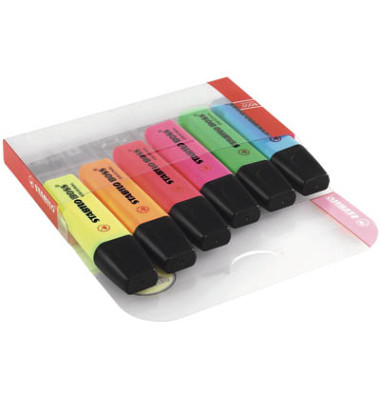 Textmarker Boss Original 6er Etui farbig sortiert 2-5mm Keilspitze