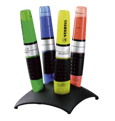 Textmarker LUMINATOR, 7104-2, Etui, farbig sortiert (gelb/gr&uuml;n/orange/royalblau), 2-5mm Keilspitze