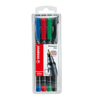 Folienstifte-Set OHPen universal, 842/4, 4-farbig sortiert, 0,7mm, Rundspitze