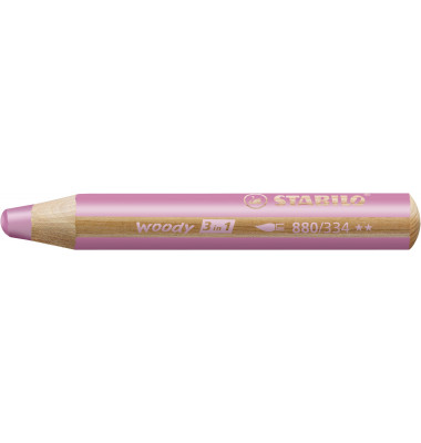 Buntstifte STABILO woody 3 in 1 880/334, pink, rund, jumbo