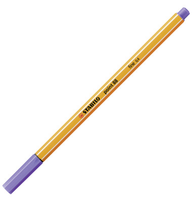 Fineliner point 88, 88/59, orange, wei&szlig;e Streifen (Schreibfarbe: hellila), 0,4mm