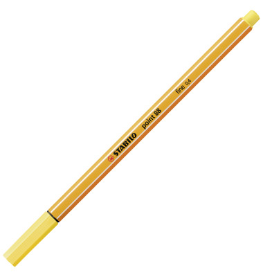 Fineliner point 88, 88/44, orange, wei&szlig;e Streifen (Schreibfarbe: gelb), 0,4mm