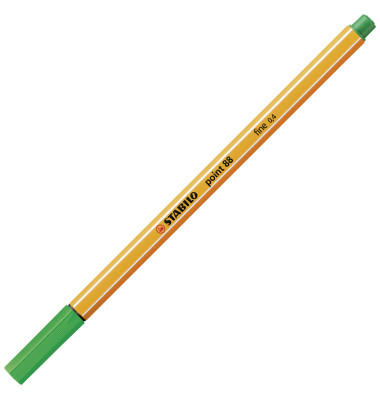 Fineliner point 88, 88/36, orange, wei&szlig;e Streifen (Schreibfarbe: gr&uuml;n), 0,4mm