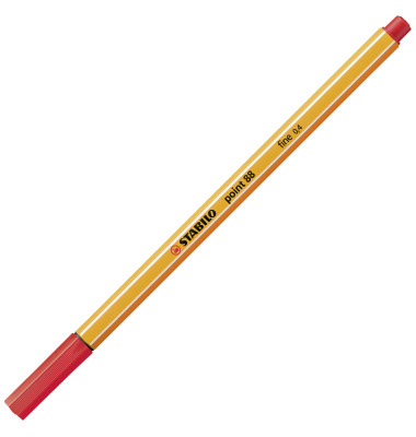 Fineliner point 88, 88/40, orange, wei&szlig;e Streifen (Schreibfarbe: rot), 0,4mm