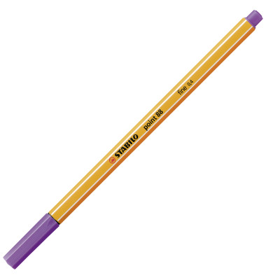 Fineliner point 88, 88/55, orange, weiße Streifen (Schreibfarbe: violett), 0,4mm