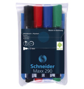 Boardmarker-Set Maxx 290, 129094, Etui, 4-farbig sortiert, 2-3mm Rundspitze