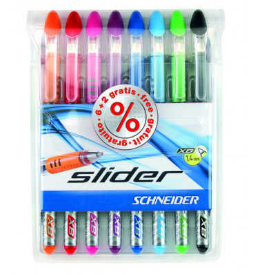 Kugelschreiber Slider Basic 50-151298, schwarz / rot / blau / hellgr&uuml;n / orange / violett / pink / hellblau, 0,7mm, Einweg
