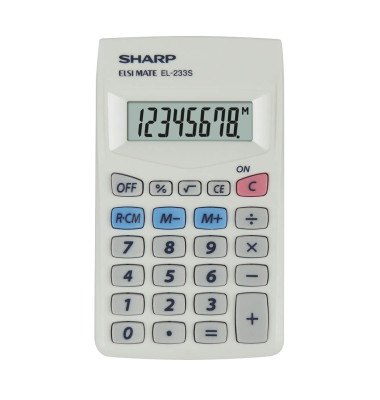 Taschenrechner EL-233S Batterie LCD-Display weiß 1-zeilig 8-stellig
