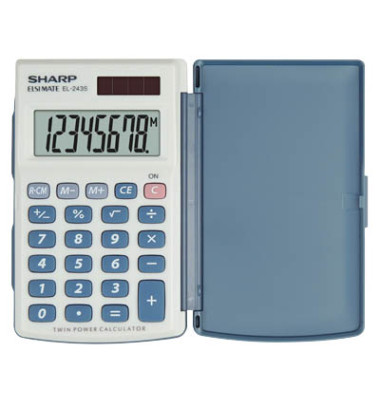 Taschenrechner EL-243S Solar-/Batterie LCD-Display grau/blau 1-zeilig 8-stellig