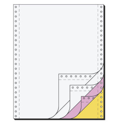 Computerpapier 4-fach 240mm x 12 Zoll selbstdurchschreibend blanco weiß/rosa/gelb 60/53/57g 500 Blatt Computerpapier 4-fach 240mm x 12 Zoll selbstdurchschreibend blanco weiß/rosa/gelb 60/53/57g 500 Blatt