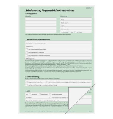 Arbeitsvertrag AV422 selbstdurchschreibend gewerblich A4 hoch Arbeitsvertrag AV422 selbstdurchschreibend gewerblich A4 hoch
